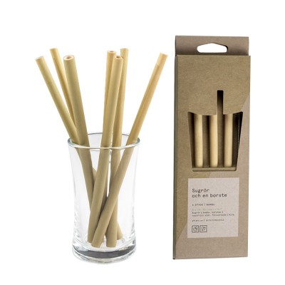 Customized logo Biodegradable Eco friendly Natural Drinking Straw Reusable Bamboo Straws