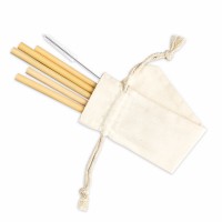 Eco Friendly  Reusable Green/ Yellow Bamboo Drinking Straws With Travel Case Manufacturer